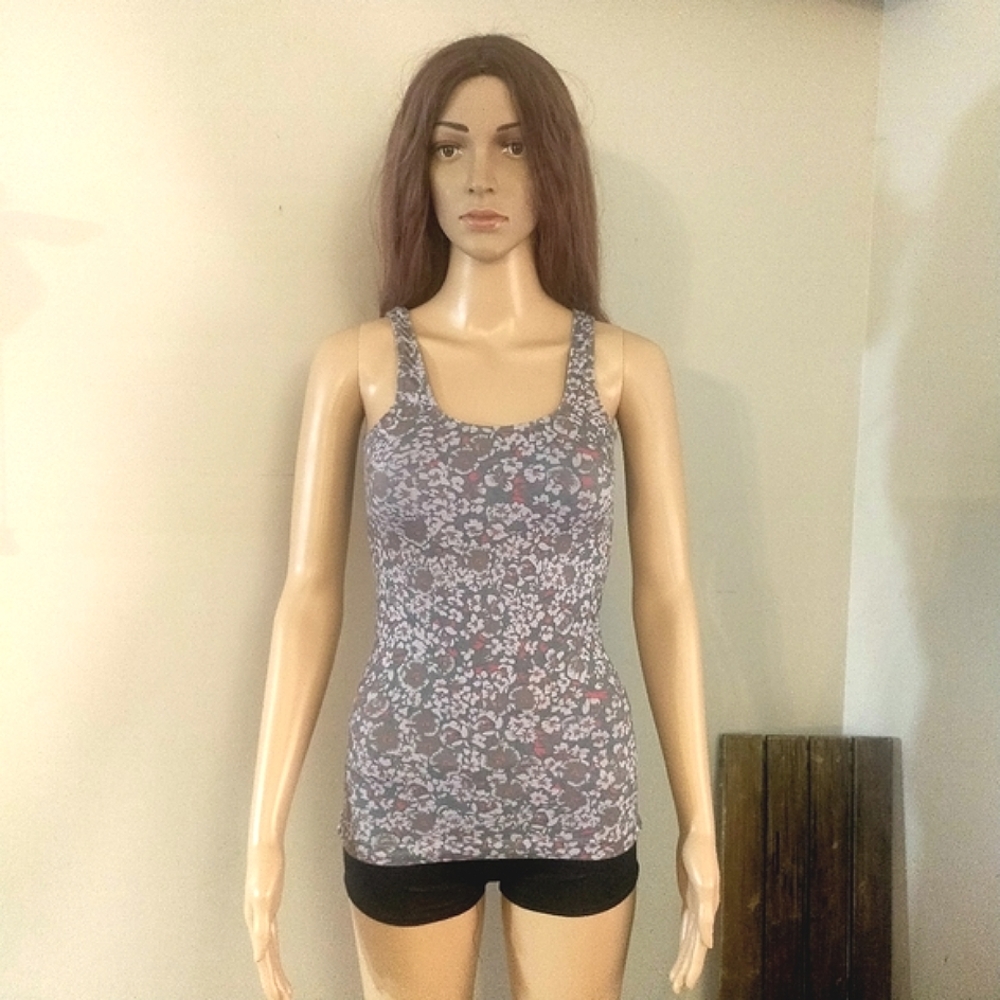Aritzia Talula Babaton Floral Gray Contour Bodycon Tank Top
